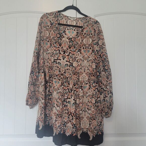 Tantrums Paisley Dress 100% rayon made in India Fall colors thanksgiving - Picture 2 of 8